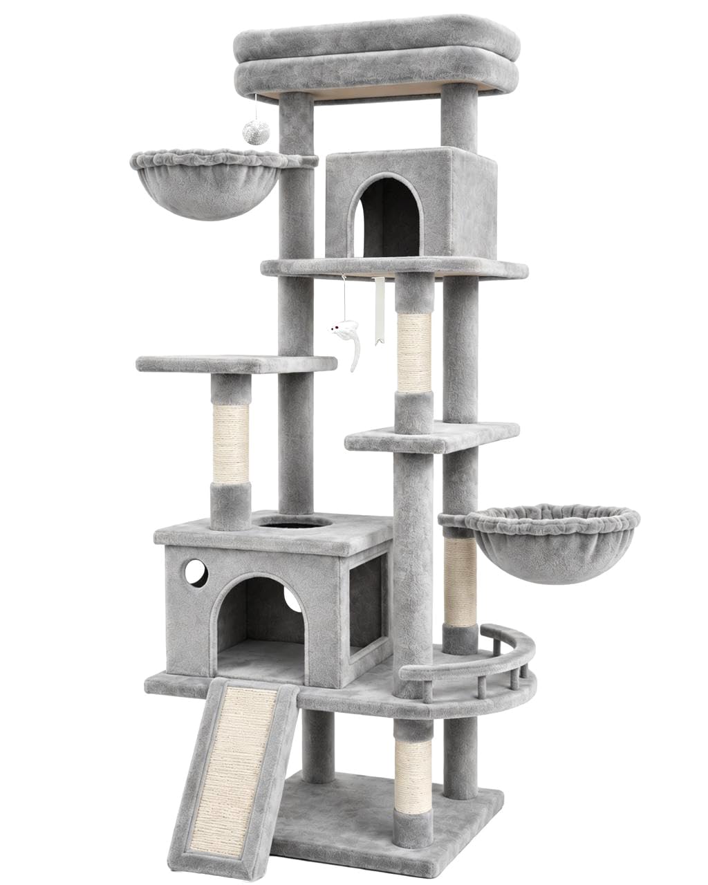 70 Inch Cat Tree with Scratching Post and Hammock B83081