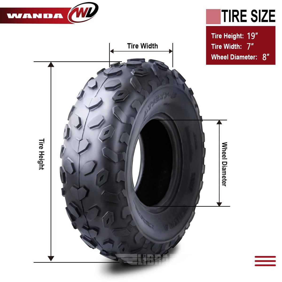 2 New Sport ATV Tires 19x7-8 4PR U189