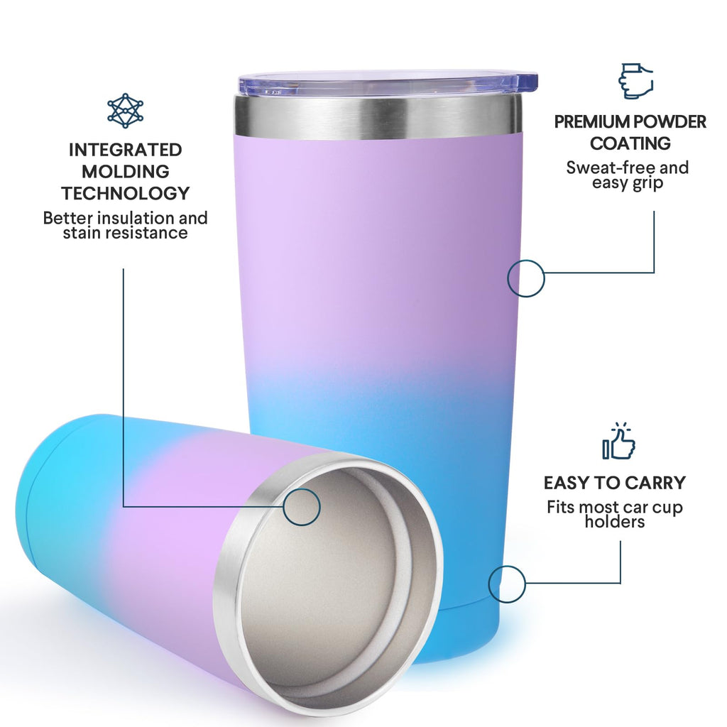 20oz Stainless Steel Insulated Tumbler with Lid and Straw 4 Pack X905357