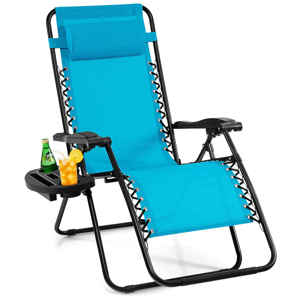 2 PCS Blue Zero Gravity Chair with Cup Holder A8569