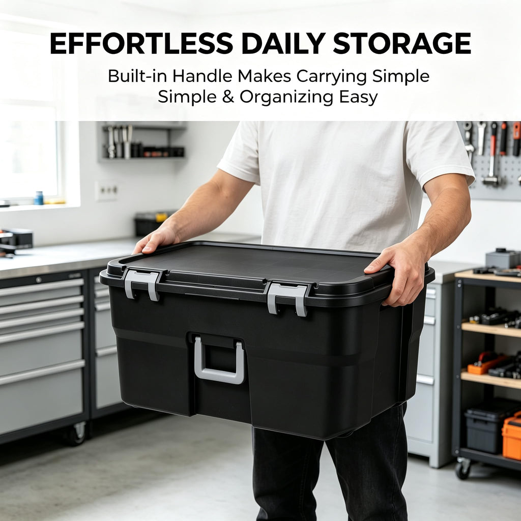 Storage Chest 22 Gal Heavy Duty Lockable Trunk with Wheels I332