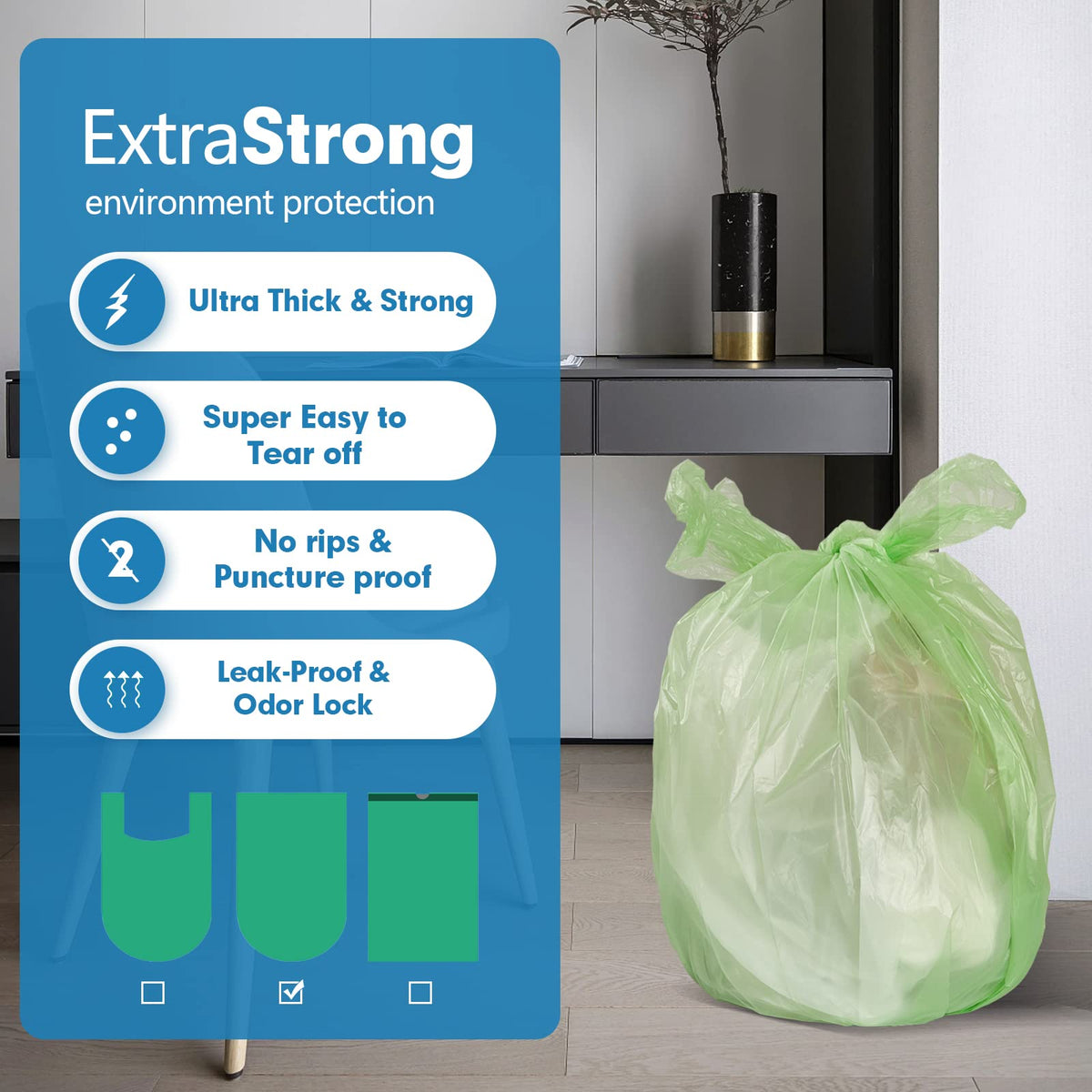 4 Gallon Biodegradable Extra Thick Small Trash Bags A2473