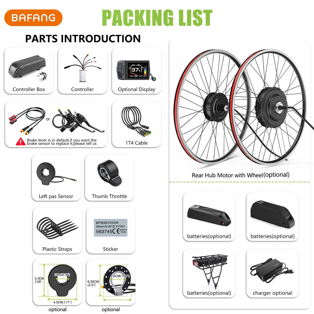 48V 500W 750W Rear Hub Motor Ebike Conversion Kit N575