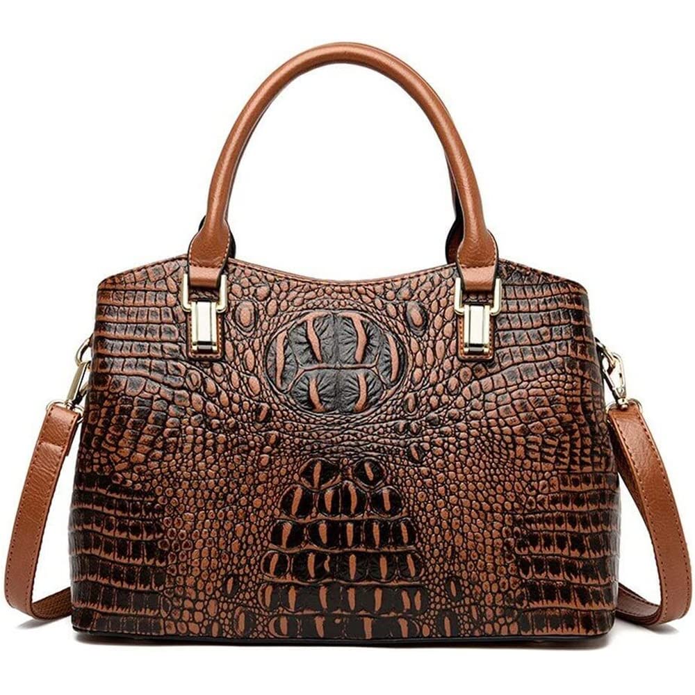Crocodile Leather Satchel Handbag with Shoulder Strap W862877