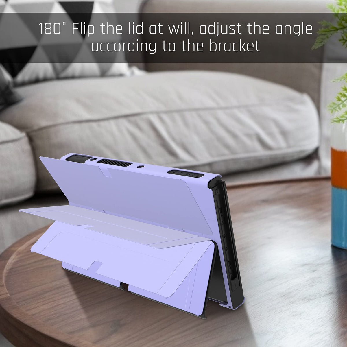 Purple Case for Nintendo Switch OLED Model with Screen Protector and 4 Thumb Grip Caps D78996