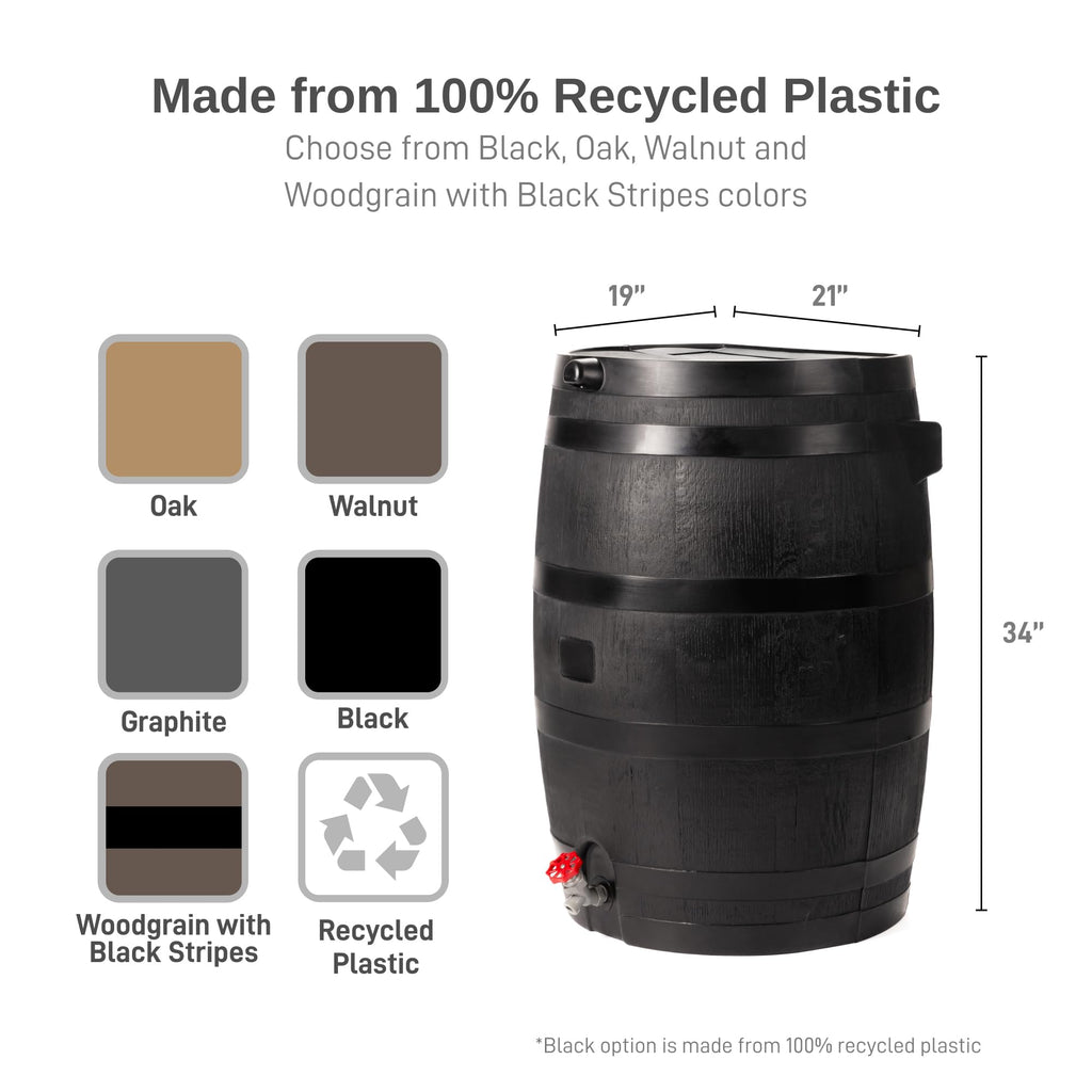 50-Gallon Recycled Plastic Rain Barrel E30306