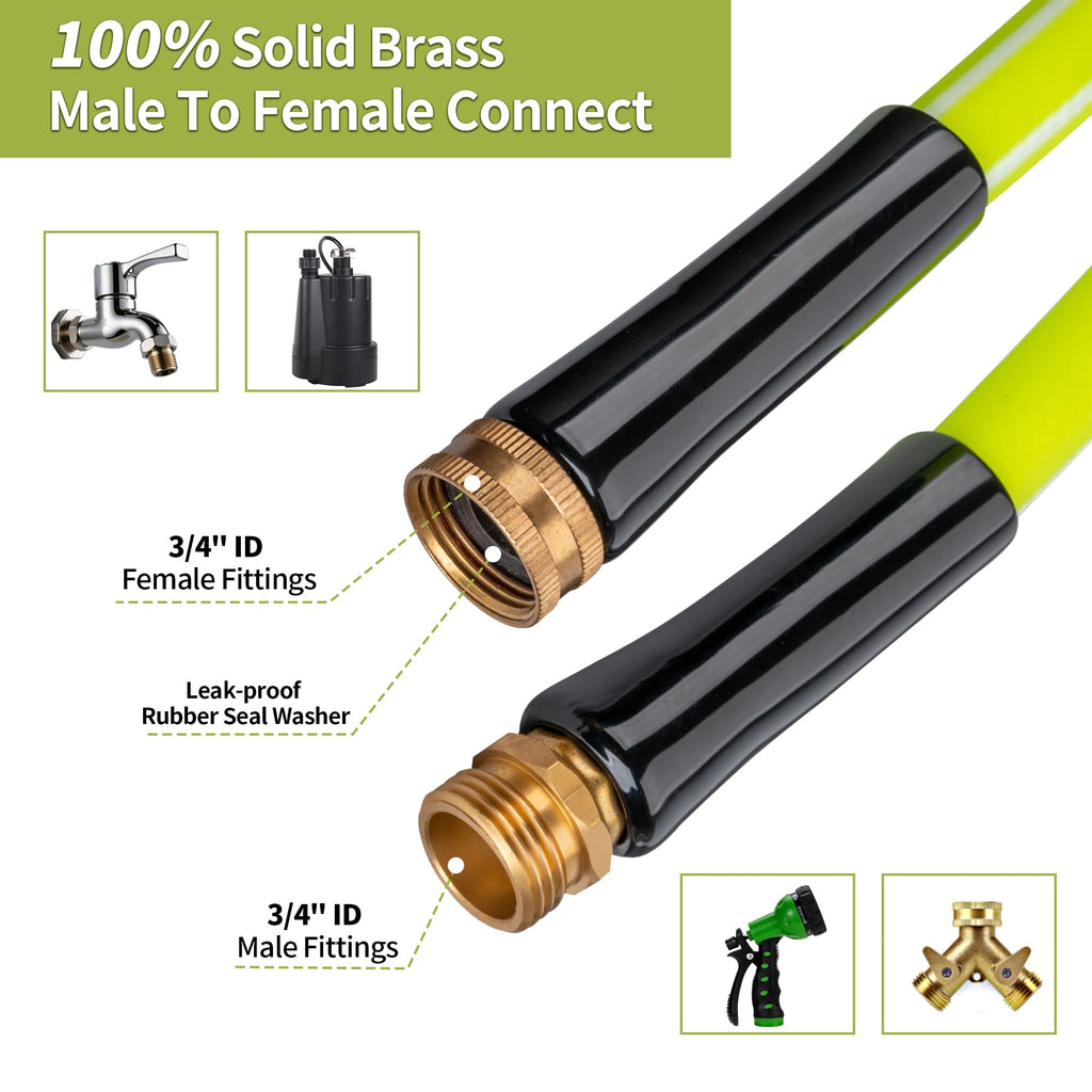 100FT x 5/8" Lightweight Hybrid Rubber Garden Hose E71285