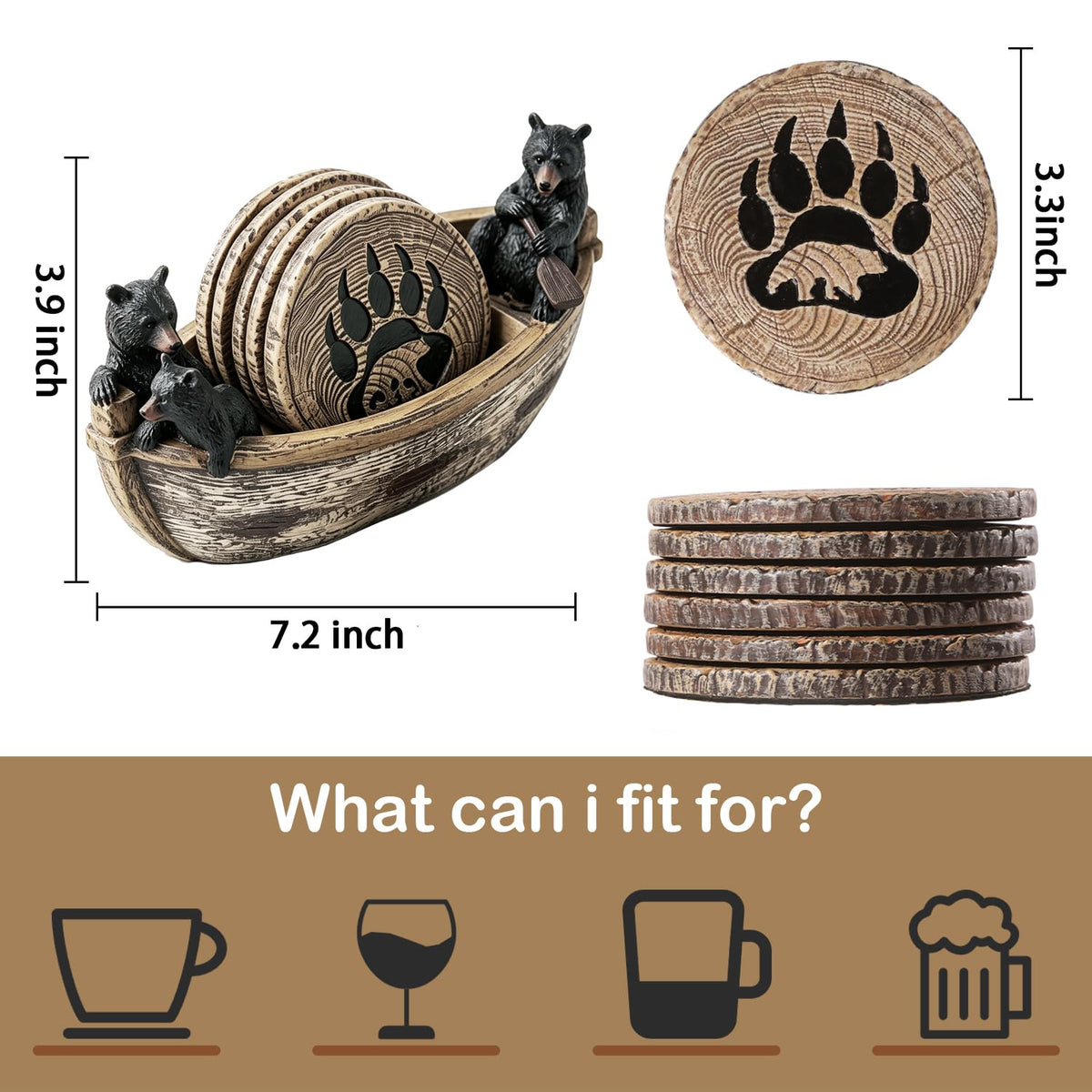6 Non-Slip Bar Coasters W4464