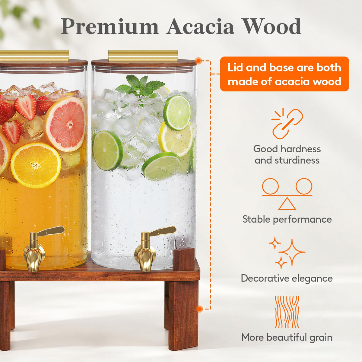 1.5 Gallon Glass Drink Dispenser with Wood Stand Q68803