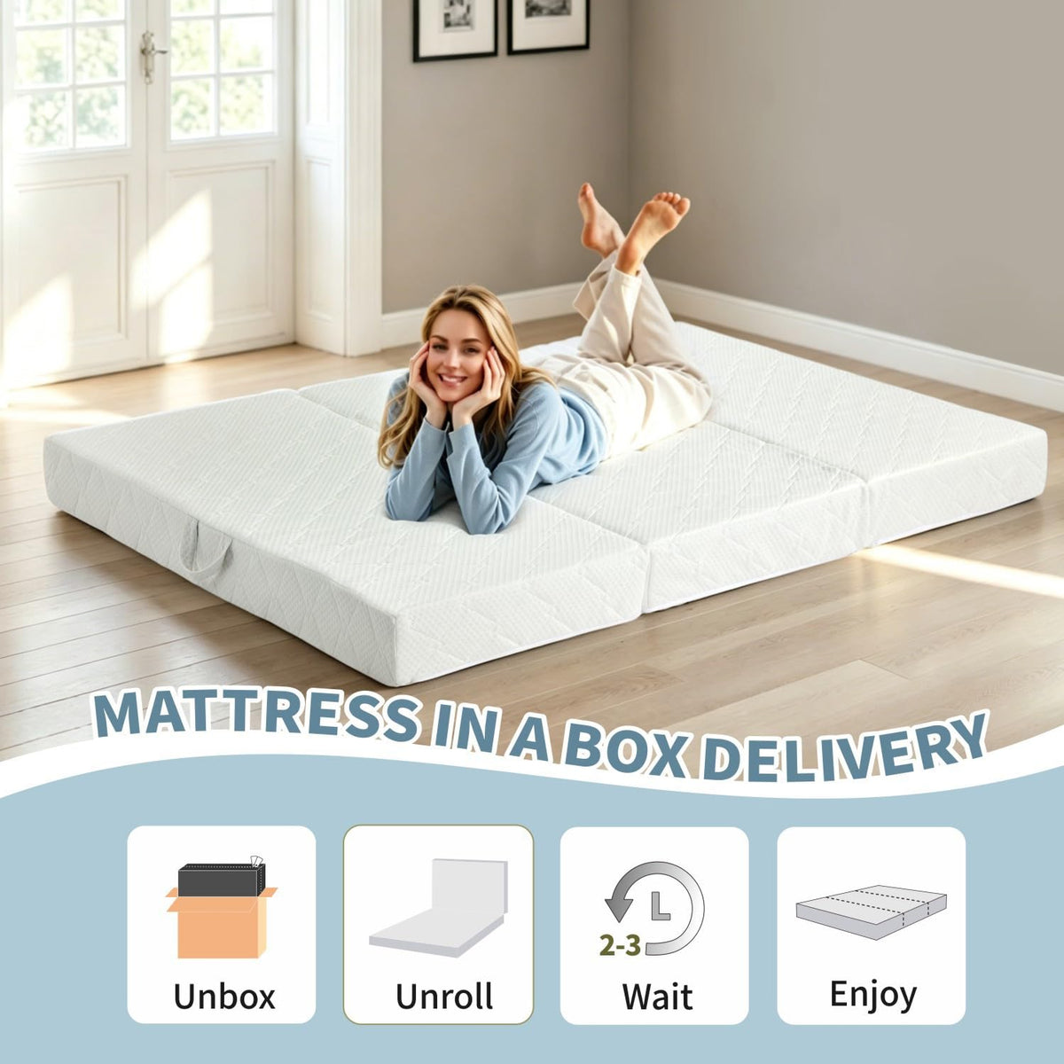 Queen Size Folding Memory Foam Tri-fold Mattress D119