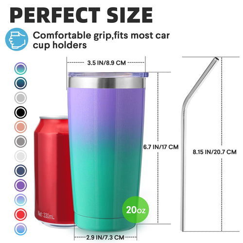 20oz Stainless Steel Insulated Tumbler with Lid and Straw 4 Pack X905357