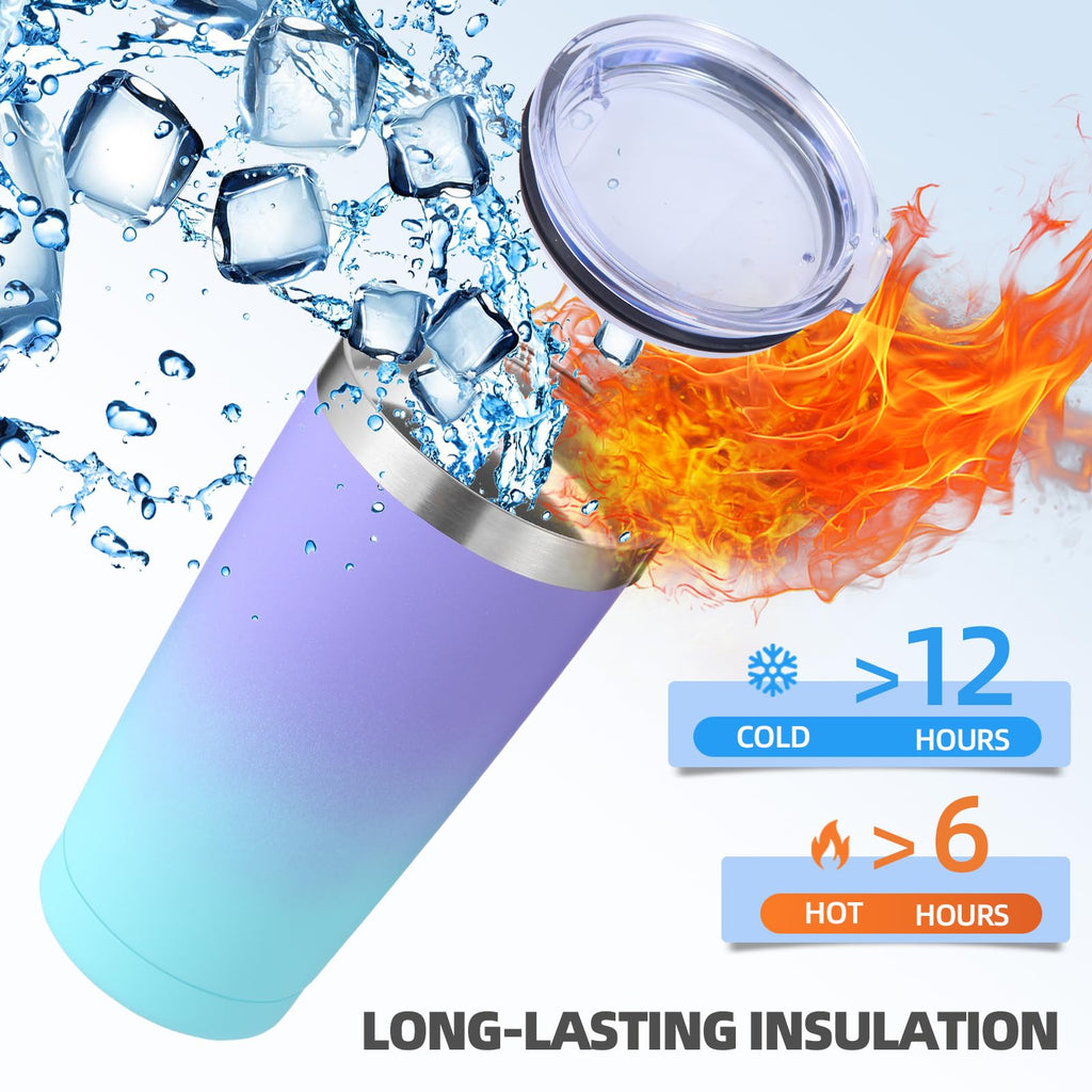 20oz Stainless Steel Insulated Tumbler with Lid and Straw 4 Pack X905357