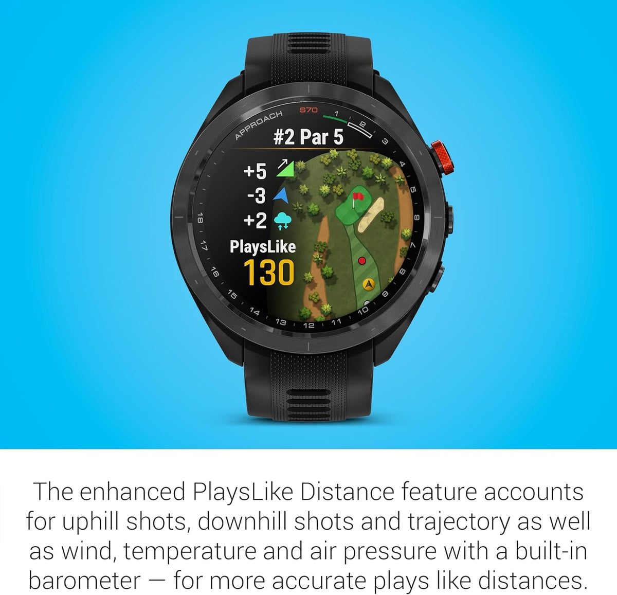 Black 47mm Golf GPS Smartwatch L275497