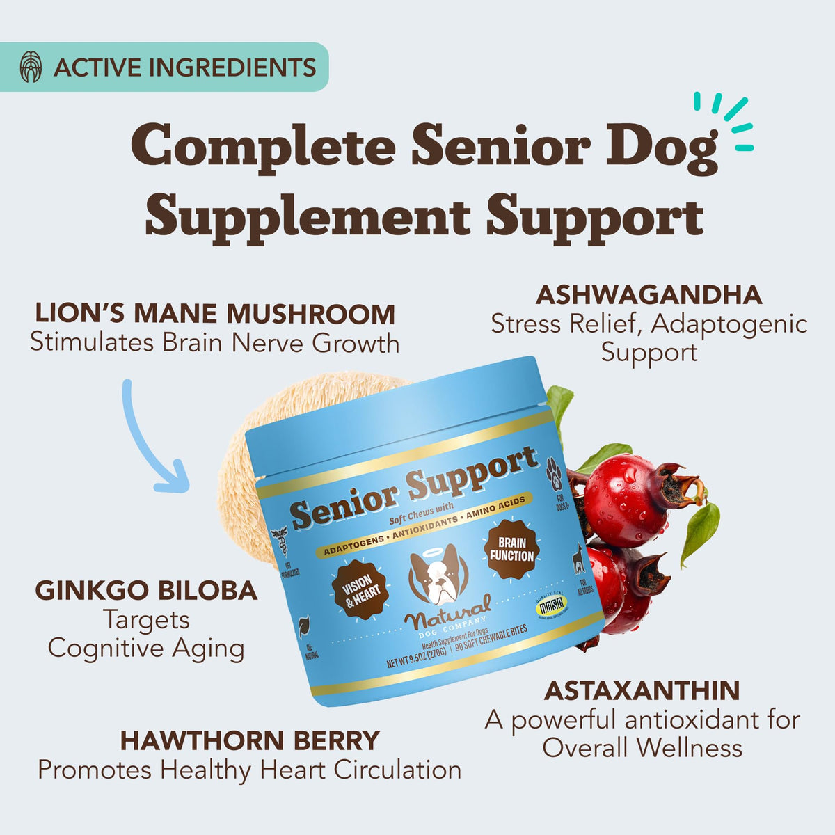 Senior Dog Supplements Vitamins Chew 90 cnt N8333