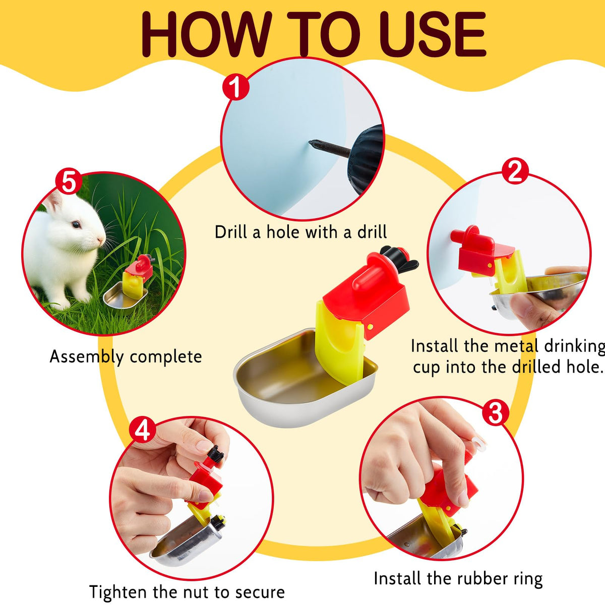 8 Pack Stainless Steel Auto Fill Chicken Waterer Cups Z83688