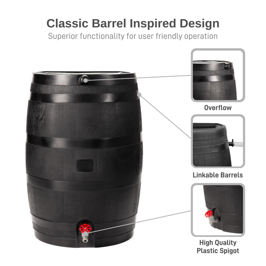 50-Gallon Recycled Plastic Rain Barrel E30306