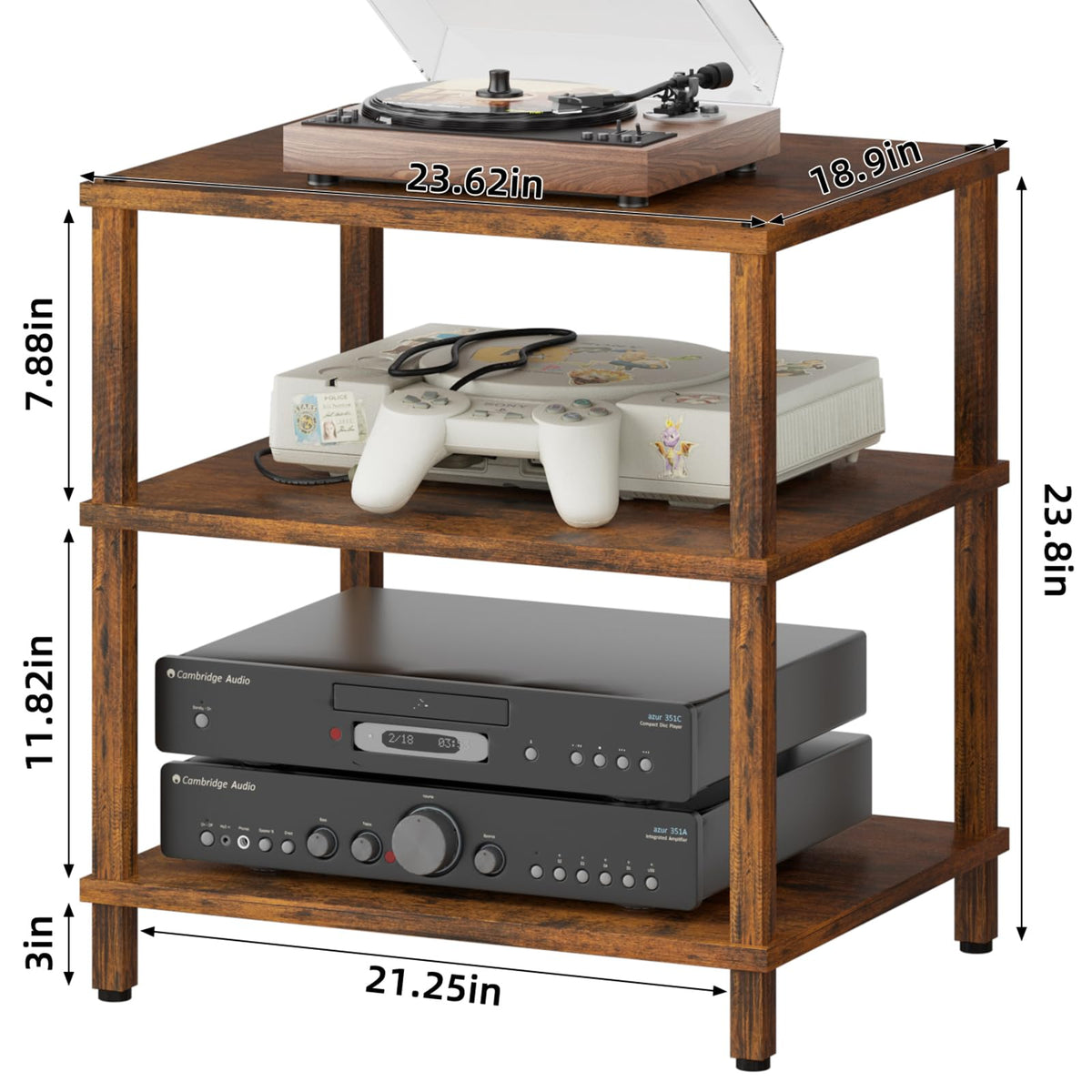 Brown 3-Tier Wooden Media Stand D77985