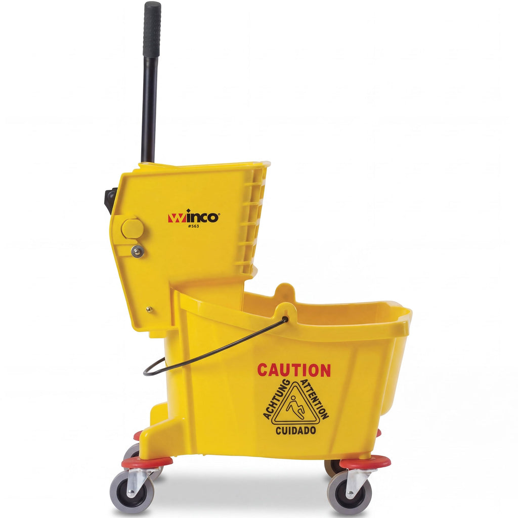 26 qt Yellow Plastic Mop Bucket on Wheels D50893