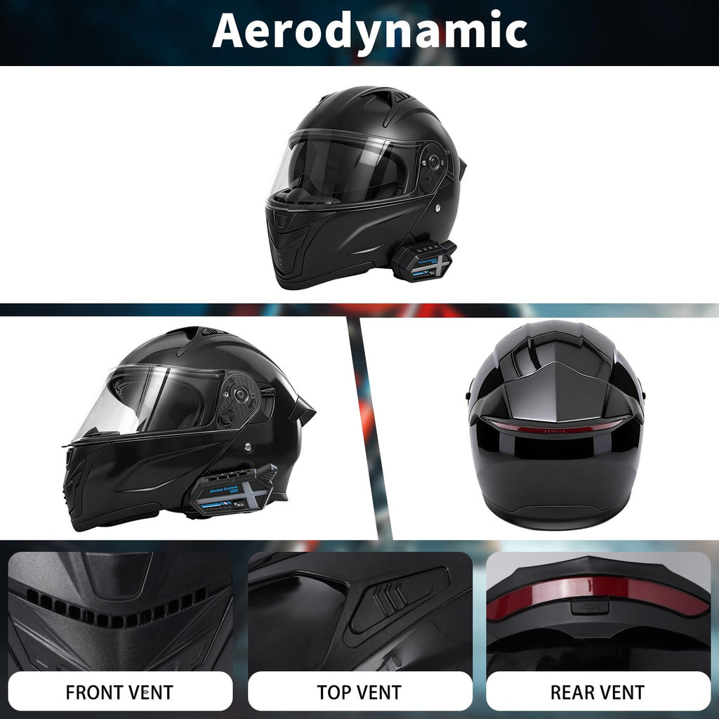 DOT Certified Flip-Up Dual Visor Bluetooth Modular Motorcycle Helmet K245