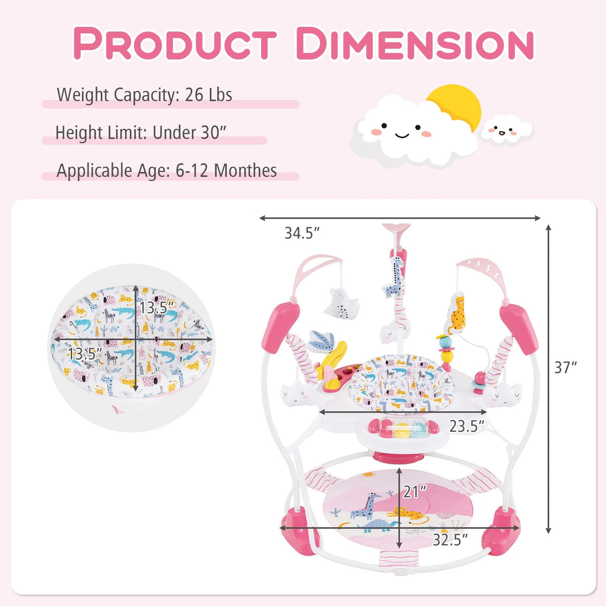 Pink 3 in 1 Baby Jumpers and Bouncers X810152