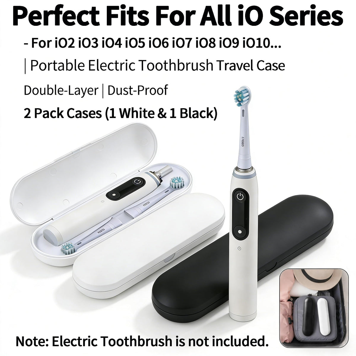 2 Pack Plastic Electric Toothbrush Travel Case E214