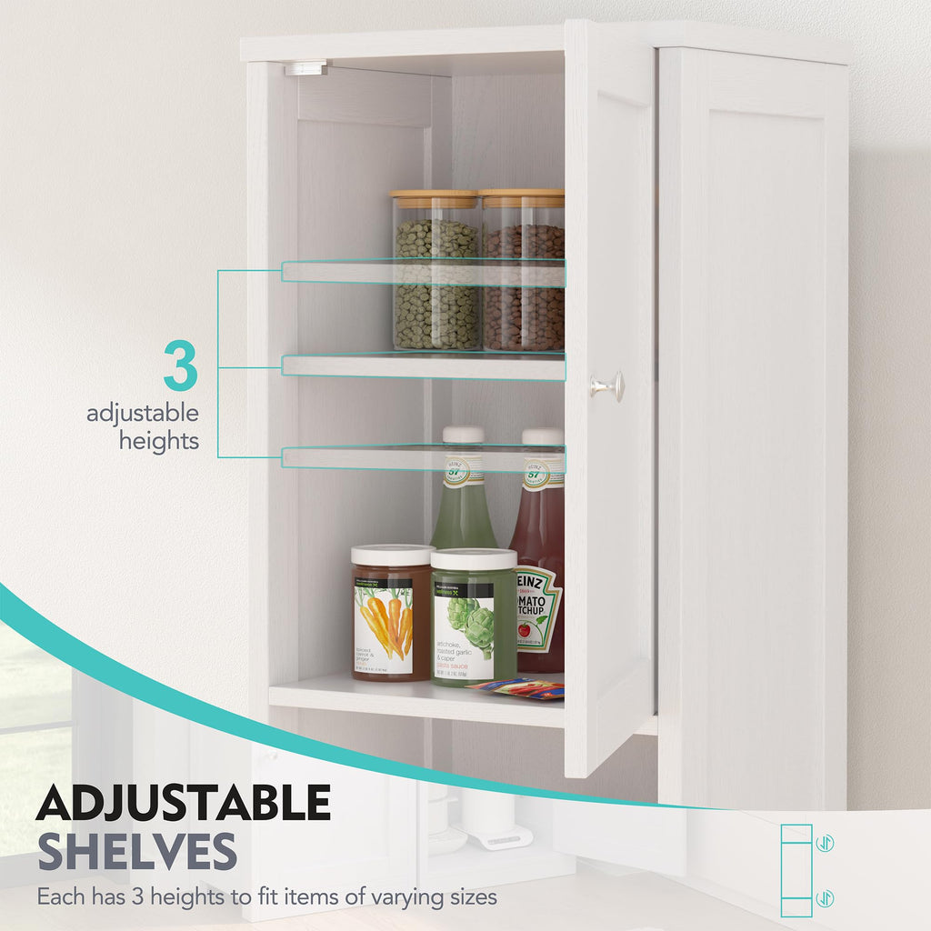 Tall Narrow Bathroom Storage Cabinet with Adjustable Shelves, White E1333
