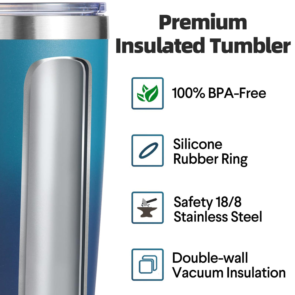 20oz Stainless Steel Insulated Tumbler with Lid and Straw 4 Pack X905357