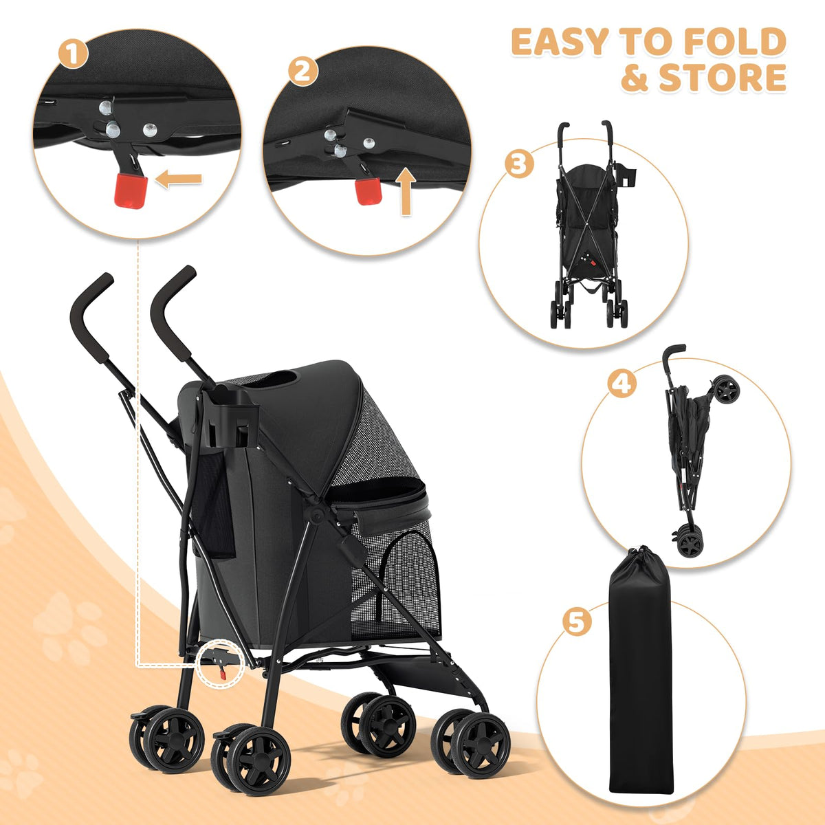 Compact Fold Pet Travel Stroller V68471