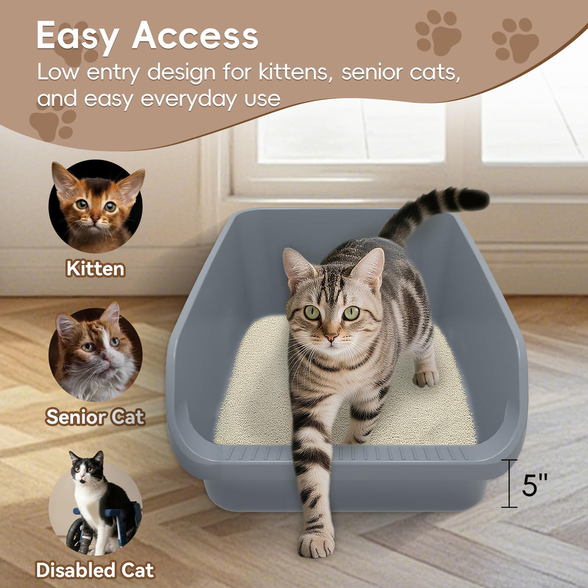 Large High Sided Plastic Cat Litter Box B40537