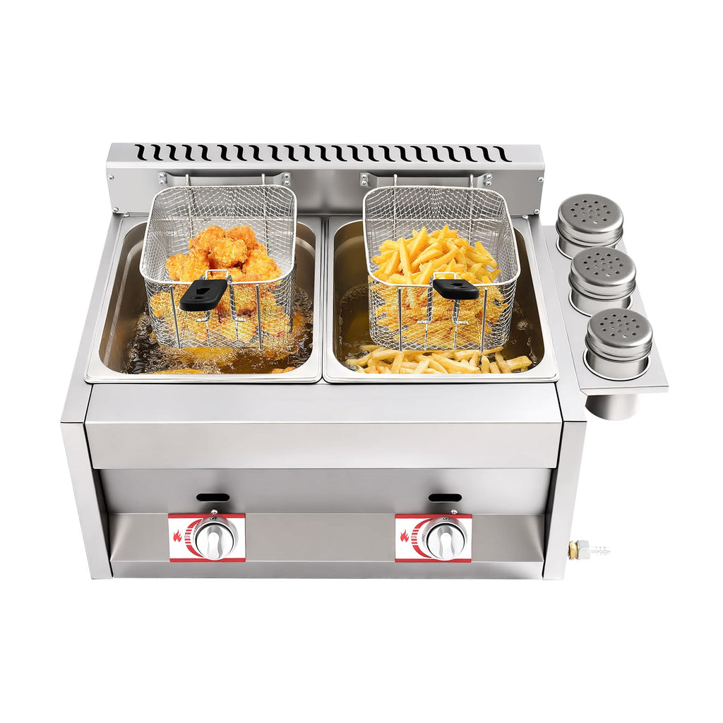 Stainless Steel Countertop Gas Deep Fryer with Basket U25132