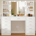 White Vanity Desk with Mirror and Lights M386