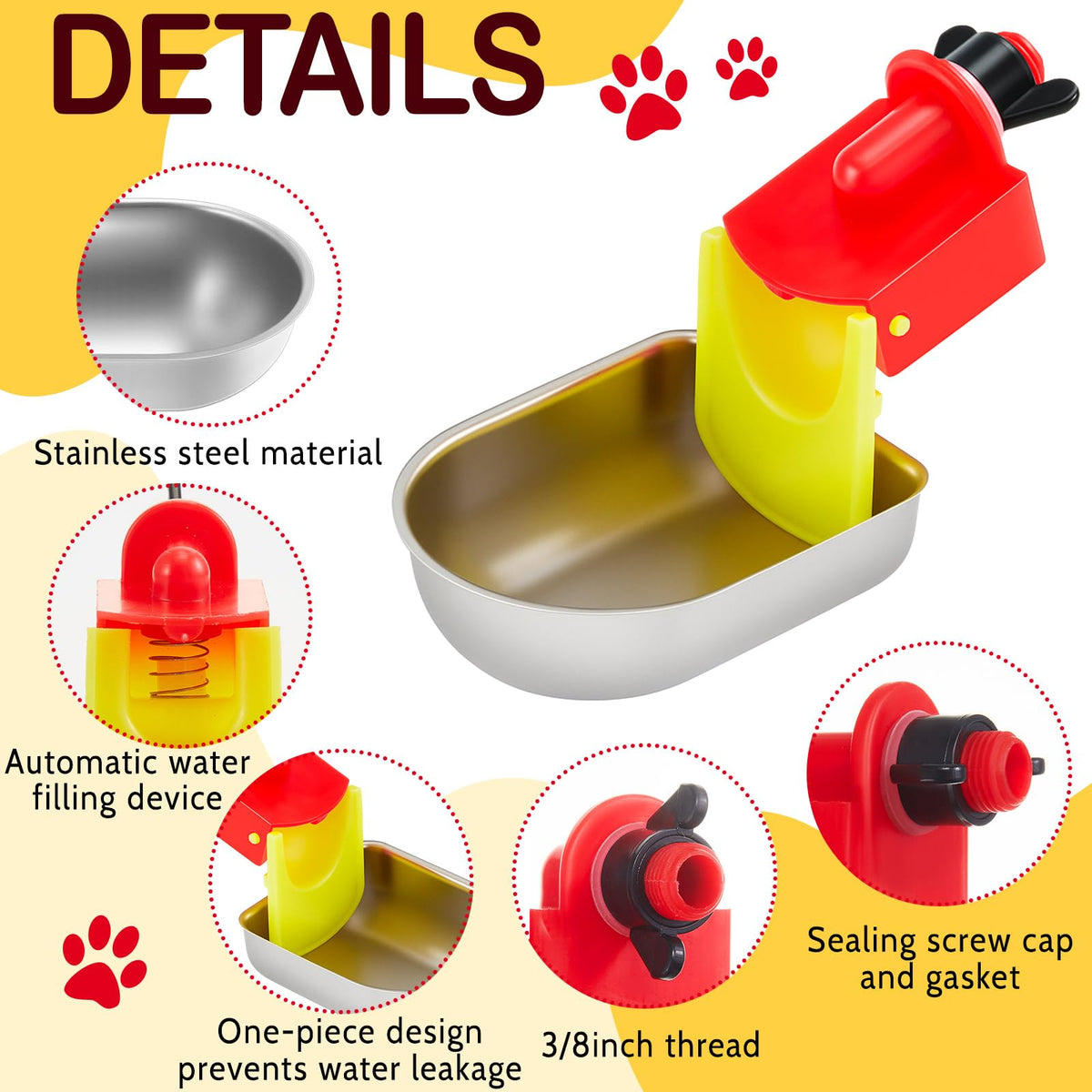 8 Pack Stainless Steel Auto Fill Chicken Waterer Cups Z83688