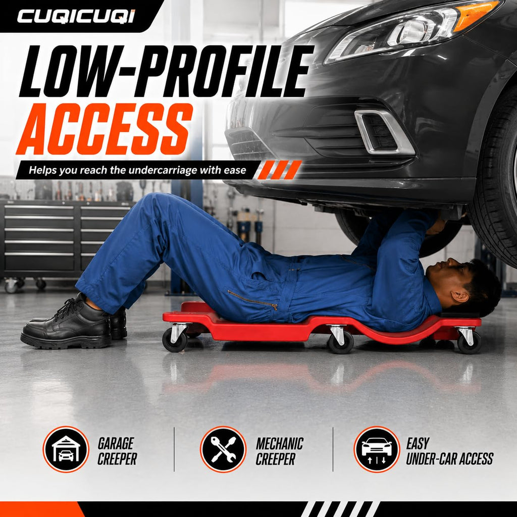 Low Profile Mechanic Creeper with Padded Headrest and 6 Swivel Casters S76811