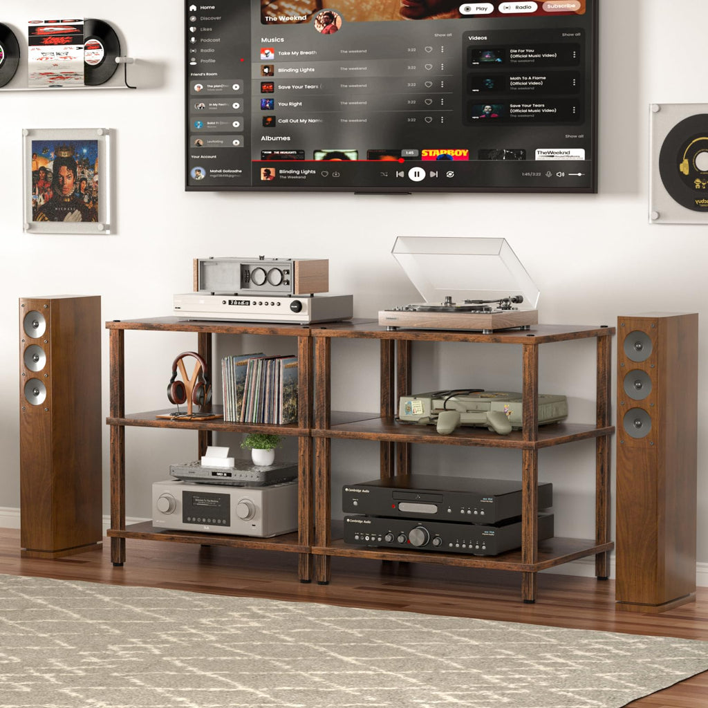 Brown 3-Tier Wooden Media Stand D77985