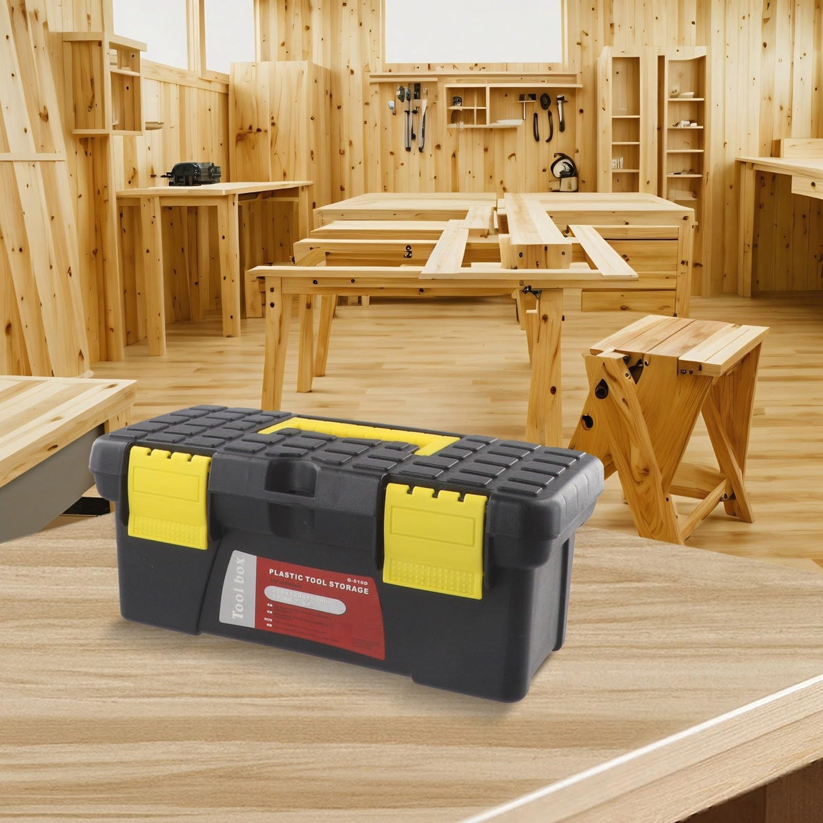 Black 10 Inch Plastic Tool Box I909