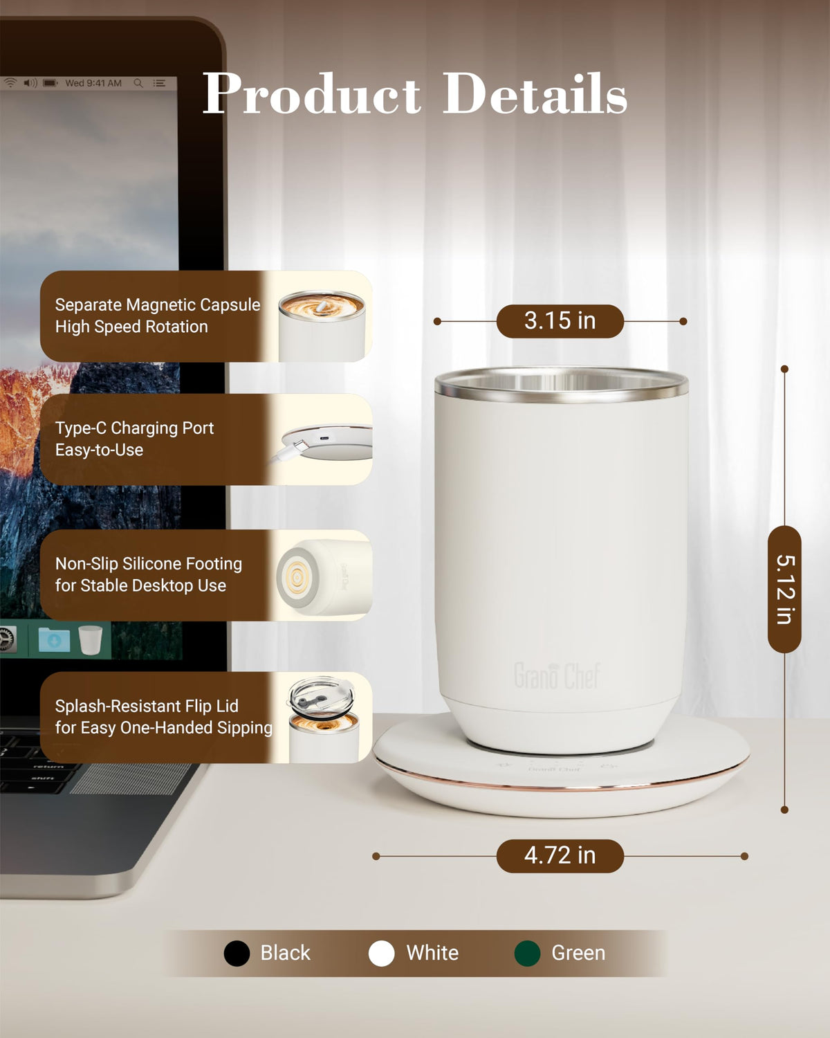 Self-Heating 10oz Temperature Controlled Coffee Mug with Dripper Q231