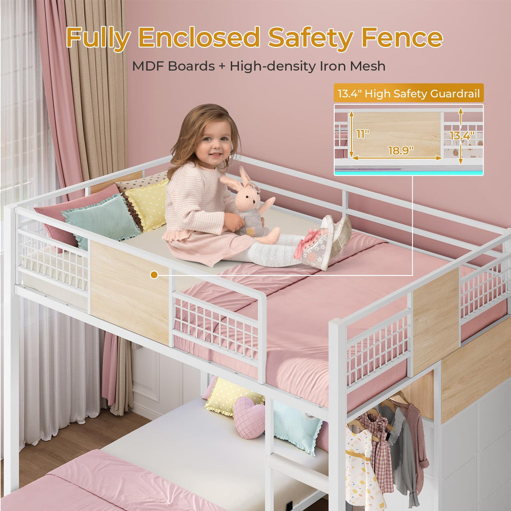 Full Over Twin Bunk Bed with 8 Storage Drawers Y2909