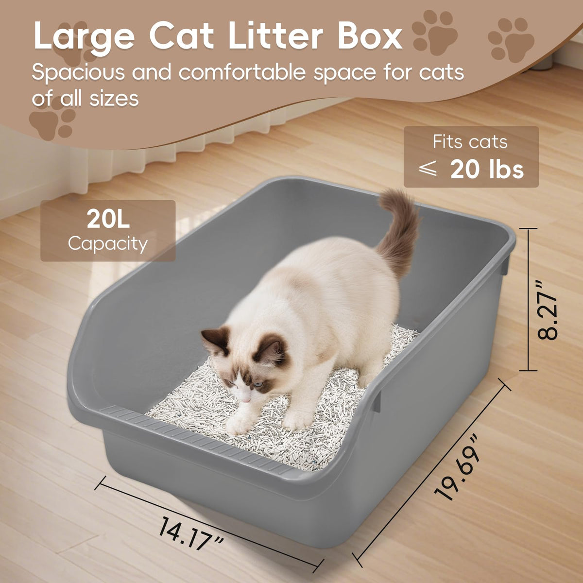 Large High Sided Plastic Cat Litter Box B40537