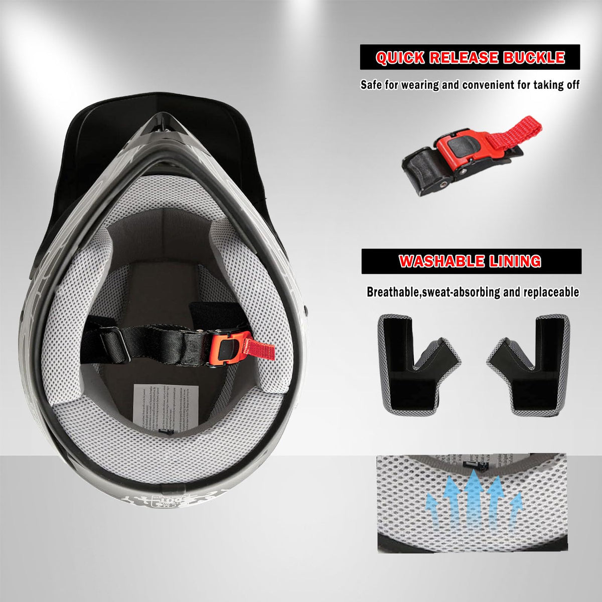 Youth Motocross Helmet with Goggles and Gloves Y729