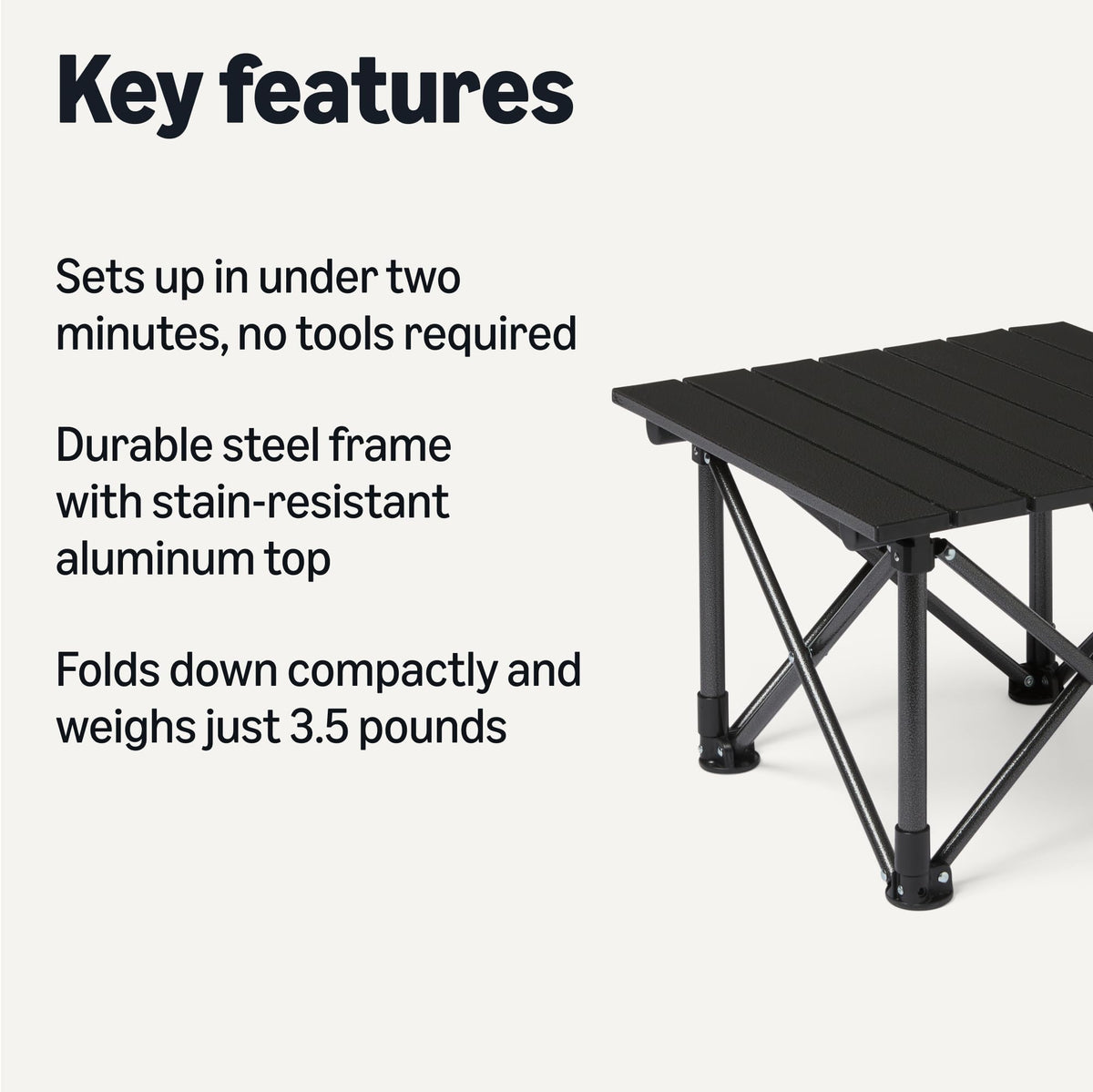 Folding Camping Table Alloy Steel Aluminum Small Black S83396