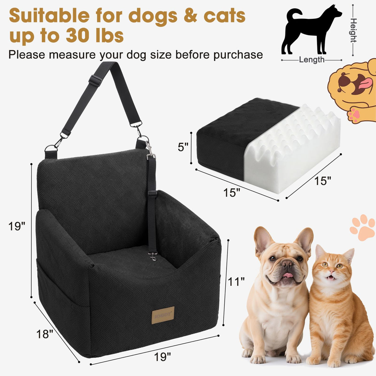 Dog Car Seat with Detachable Washable Cover and Cushion R485062