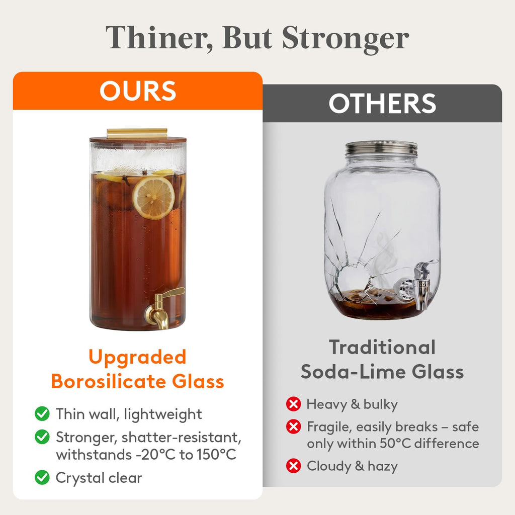 1.5 Gallon Glass Drink Dispenser with Wood Stand Q68803