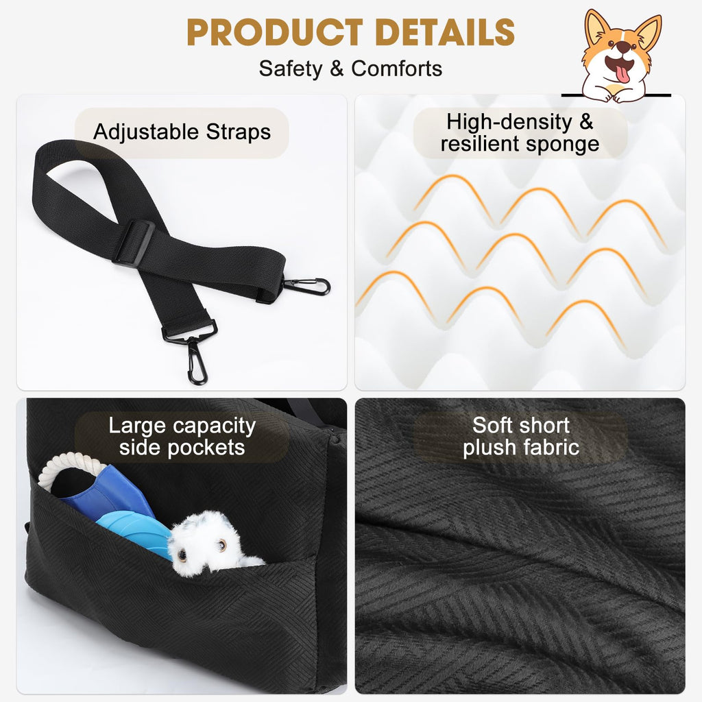 Dog Car Seat with Detachable Washable Cover and Cushion R485062