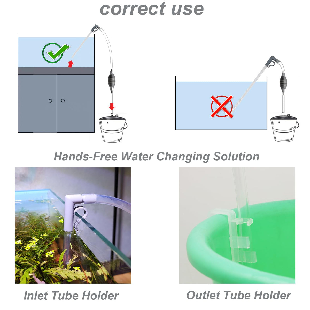 Compact Aquarium Siphon Vacuum and Water Changer Kit with Cleaning Brush F850