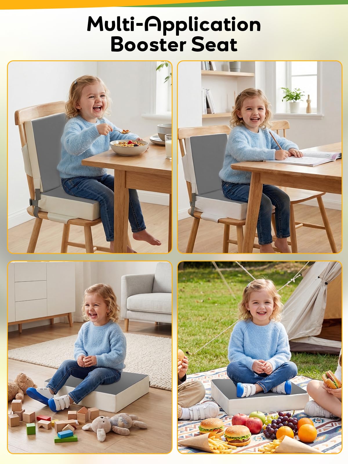 Grey Toddler Booster Seat for Kitchen Chair H694089