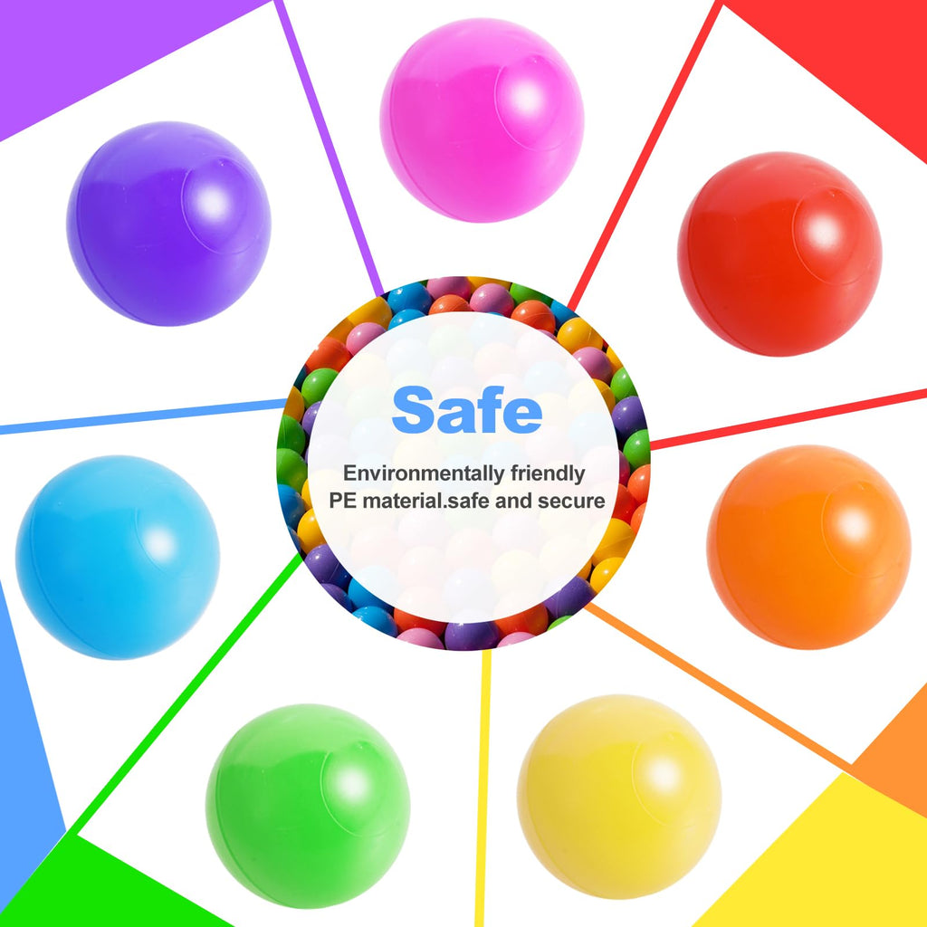 100pcs BPA Free Crush Proof Plastic Ball Pit Balls with Net Bag A24598
