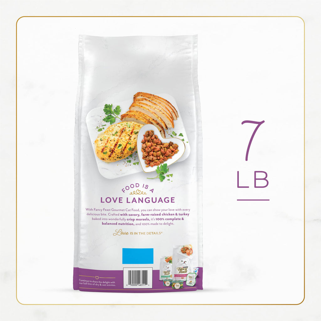 Dry Cat Food with Chicken and Turkey 7 lb Bag Pack of 2 N773094