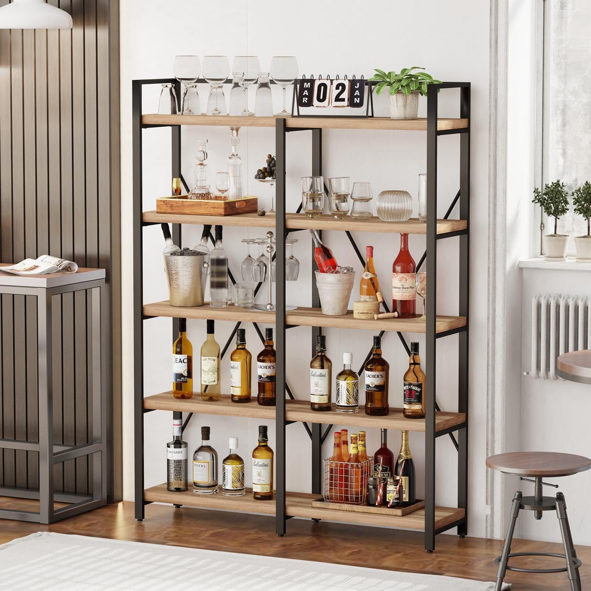 5 Tier Wood and Metal Bookshelf T199947