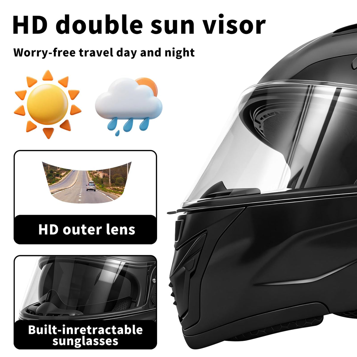 DOT Certified Flip-Up Dual Visor Bluetooth Modular Motorcycle Helmet K245