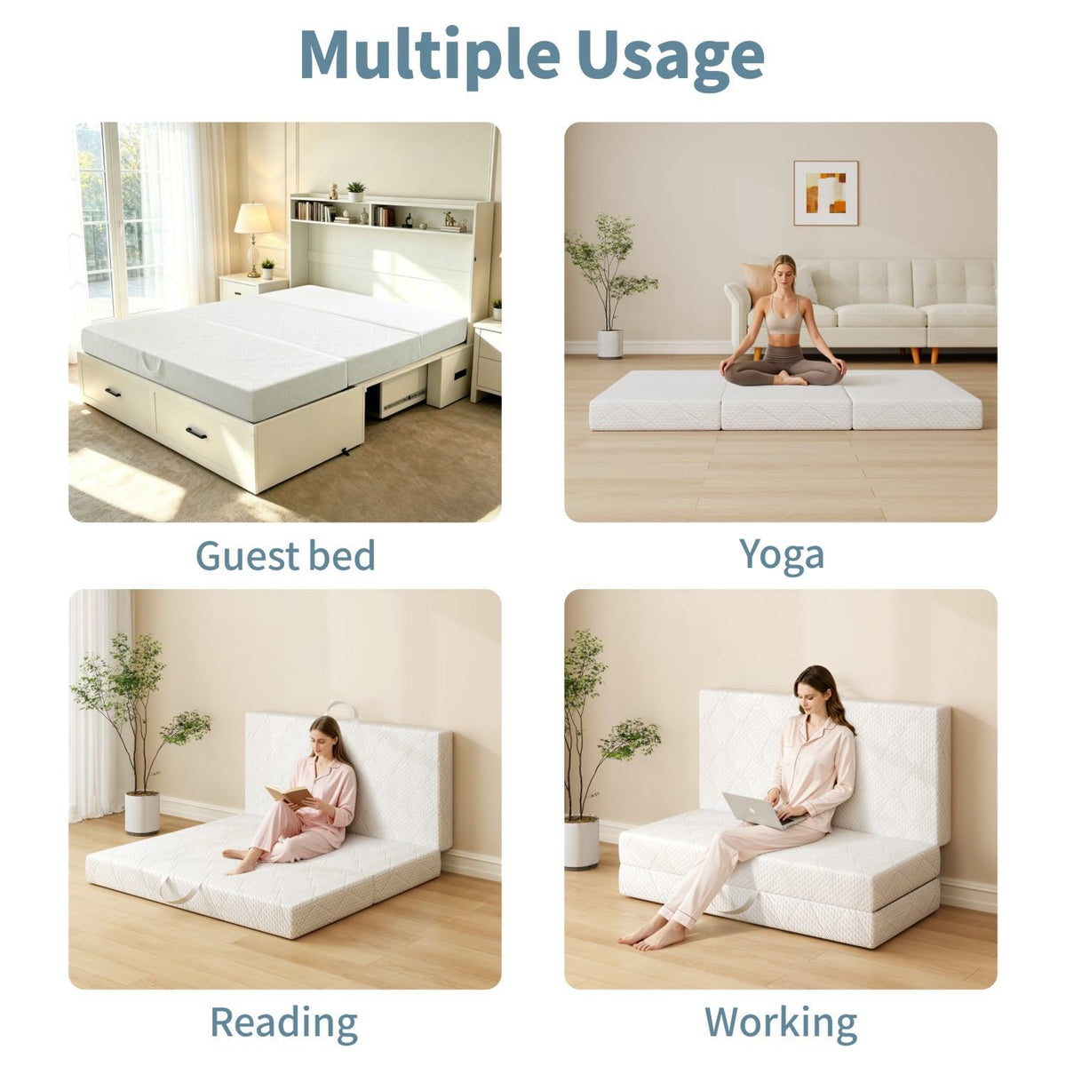 Queen Size Folding Memory Foam Tri-fold Mattress D119